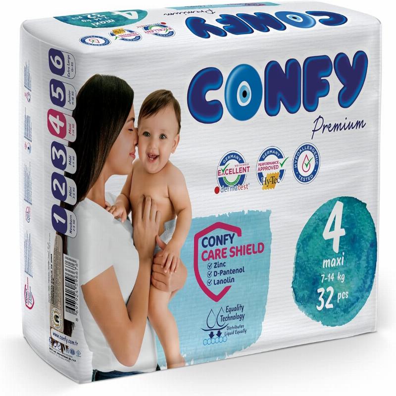 Confy Premium підгузки дитячі Size 4, Maxi 7-14kg, 32шт